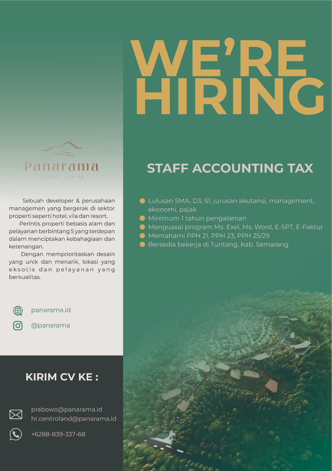 Staff Accounting Tax | Panarama [Closed]