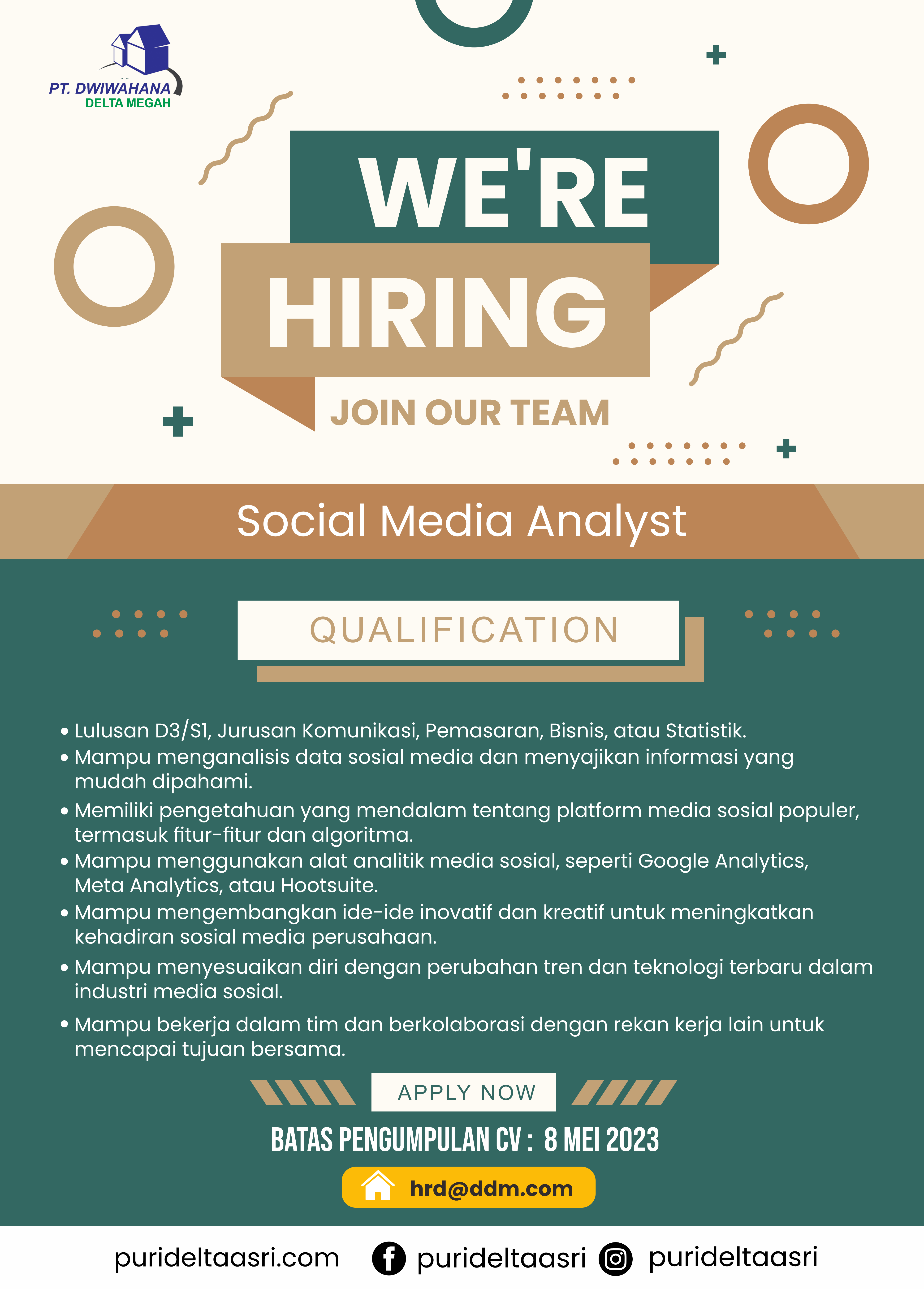 Social Media Analyst | Dwiwahana Delta Megah [Closed]